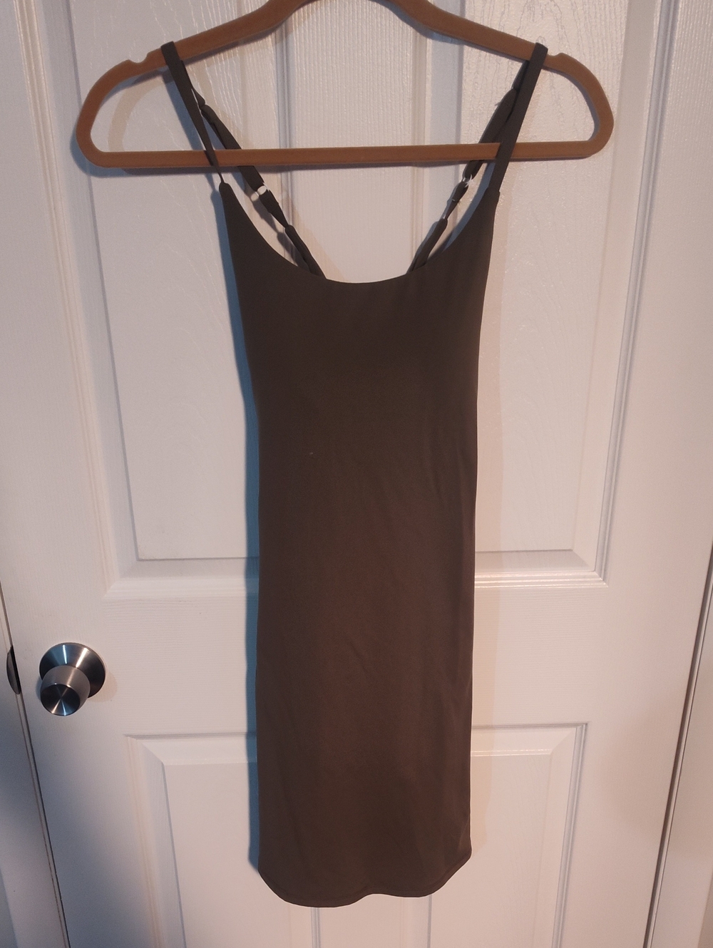 Minimalist Olive Slip Dress with Adjustable Straps